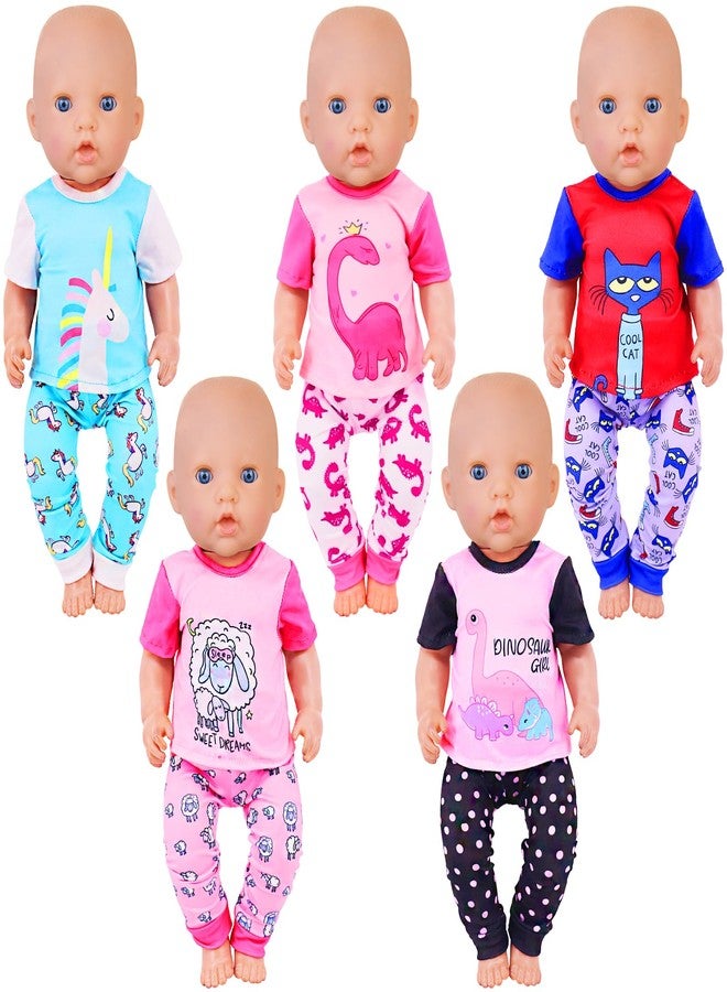 UNICORN ELEMENT 5 Set Baby Doll Clothes for 14-18 Inch Dolls，14-16 Inch Doll Accessories with Short Sleeves for New Born Baby Dolls（No Doll） - Image 1